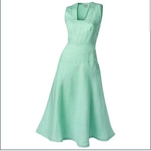 J.PETERMAN LINEN AQUA Green Sleeveless Dress💚